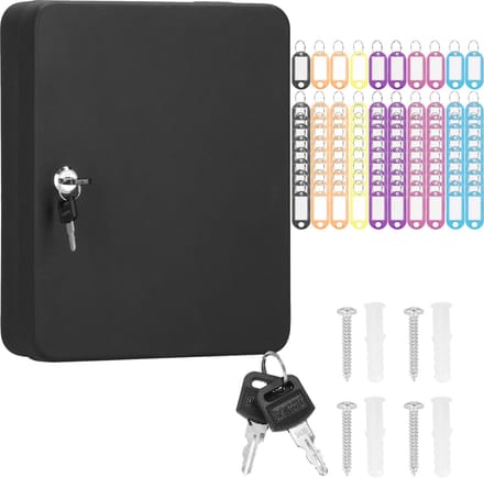 Springos Sleutelkluis - Sleutelkast - Sleutelbox - 100 Haken - 30 x 24 x 7 cm - Zwart
