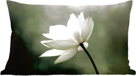 Sierkussens - Kussentjes Woonkamer - 60x40 cm - Wit - Lotus - Donker - Bloem