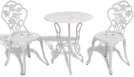 Bistro Set - Terrasmeubelen - Buiten Zitten - Gegoten Aluminium - 68 x 68 cm - Wit