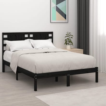 vidaXL - Bedframe - massief - grenenhout - zwart - 200x200 - cm