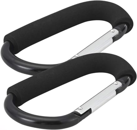 Zwarte 6.3" Buggy Clips voor Pram & Pushchair - 16cm (2 Stuks)