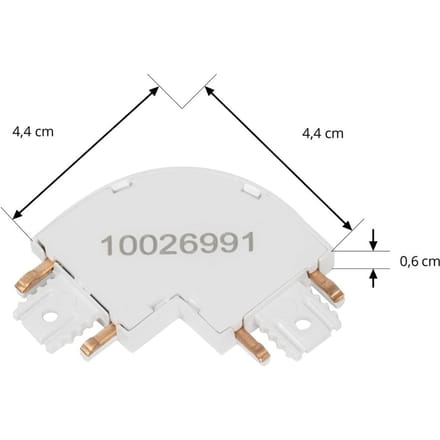 Lindby L-verbinding Lumaro, wit, 90°, afgerond