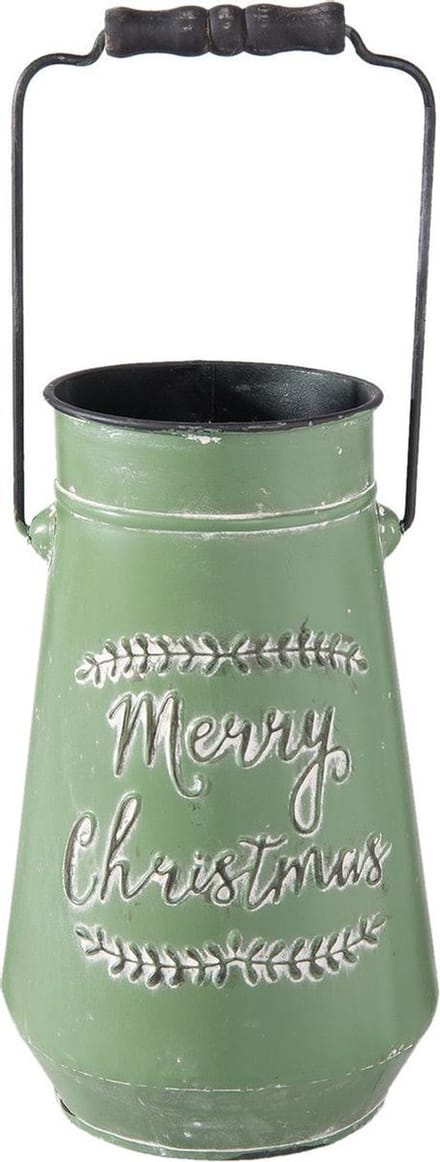 Kan van ijzer Merry Christmas ø 16*26 cm / 3L Groen | 6Y2739 | Clayre & Eef