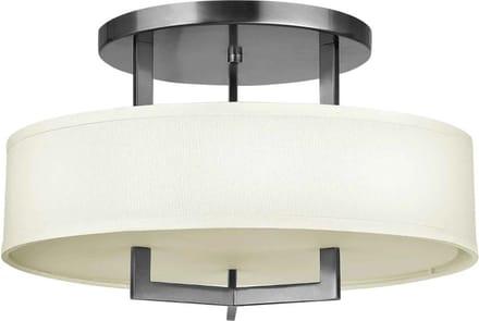 Hinkley LED Plafondlamp Hampton | 3X E27 Max 60W | Dimbaar | Antique Nickel, Ivory Shades