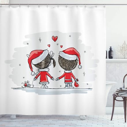 ABAKUHAUS douchegordijn – 175x220 cm – Rood/Wit – Moderne druk