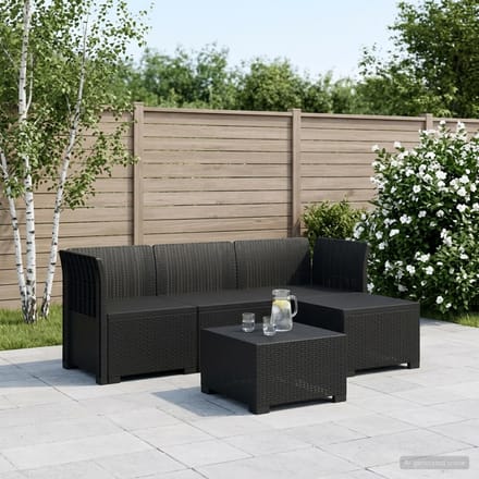 vidaXL - 4-Zitter - Tuin - Sofa - Rattan - Look - PP - Antraciet