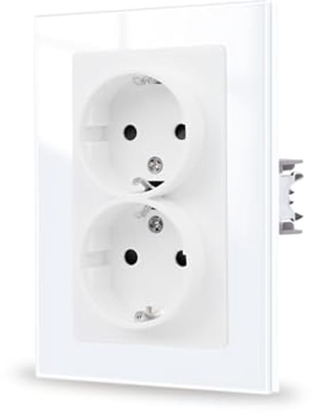 Glazen Stopcontact - 1-Voudig, Geaard, Gehard Glas, 16 Amp, 250 V