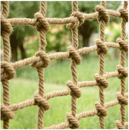 Kinderen Klimnet - Touwnet Veiligheid - Speeltuin Inrichting - Multi-strand Weven - 4x4m - Natuurlijk