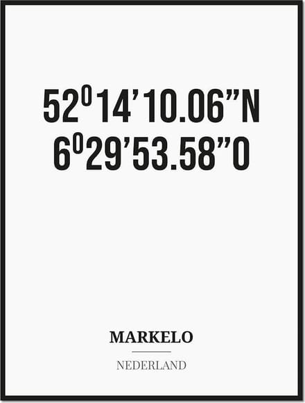 Poster/kaart MARKELO met coördinaten