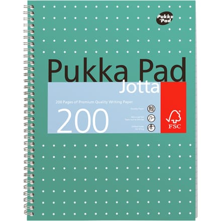 Collegeblok Pukka Pad Jotta A4 lijn 4-gaats 200 pagina's 80gr groen