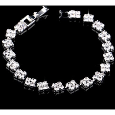 Bracelet carré polyvalent à strass brillants tendance, élégant, doux, simple, bijou de main de mariée, mariage argenté