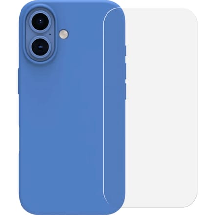 BlueBuilt Back Cover iPhone 16 Blauw + Screenprotector Glas