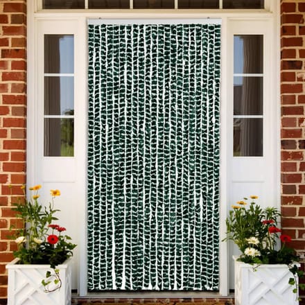 vidaXL - Vliegengordijn - 90x220 - cm - chenille - groen - en - wit