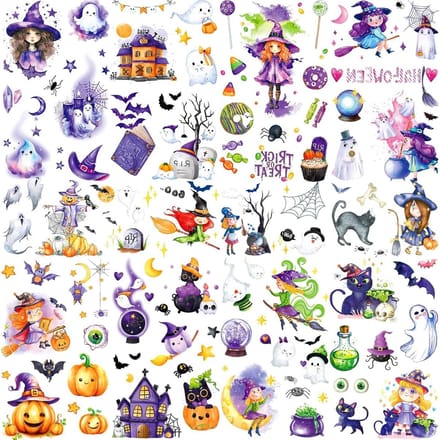 Solidchoice - 12 Bladen Halloween Glitter Tatoeages voor Kinderen