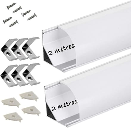 Aluminium profiel 2 meter 90 graden hoek voor ledstrips met diffuser