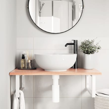 vidaXL - Badkamer - wandschap - staal - en - massief - eikenhout