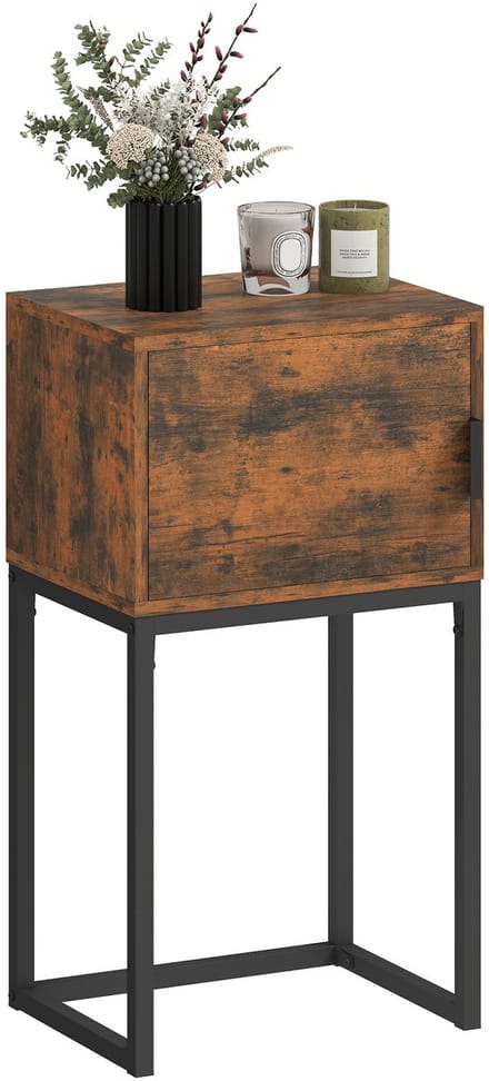 Homcom Console Table-Spaanplaat, Staal-40L x 30B x 76H cm-Rustiek-Bruin