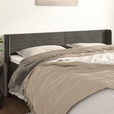 vidaXL - Hoofdbord - met - randen - 183x16x78/88 - cm - fluweel - donkergrijs