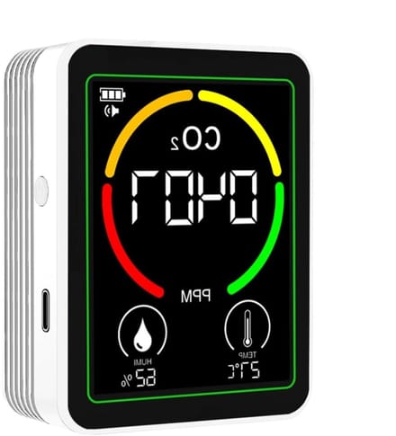Luchtkwaliteitsmeter - Digitale Sensor - Klimaatbeheer Binnen - Automatische Kalibratie - 9x7x3.5 cm - Wit