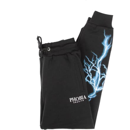Lichtblauwe heren trainingsbroek Lightning broek zwart/lichtblauw