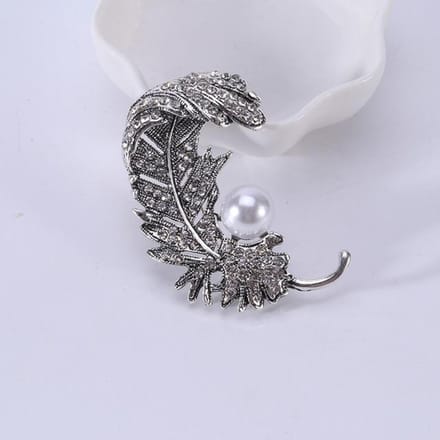 Broche Feuille Style Perle Haut de Gamme Exquise Accessoires Vêtements Broche Broche gray