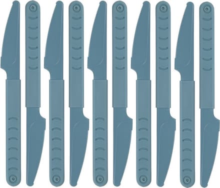 Excellent Houseware Messen - 30x stuks - blauw - kunststof - 18 cm - herbruikbaar