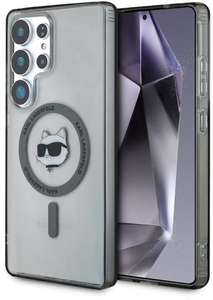 Karl Lagerfeld Button Choupette Head Printed Logo MagSafe Samsung Galaxy S25 Ultra case black