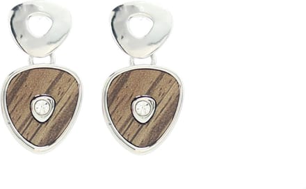 Behave - Oorbellen hout patroon - Zilverkleur - Natuurlijk elegant