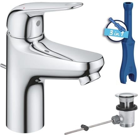 Grohe Swift - Wastafelkraan met afvoerplug, chroom 24316001
