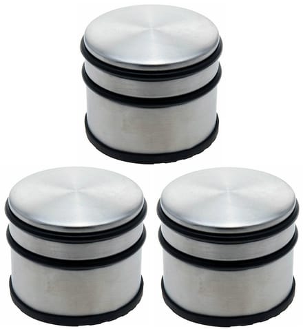 Deurstopper - 3x - met rubberen bescherming - rond - 9 x 7,5 cm - 1,1 kg