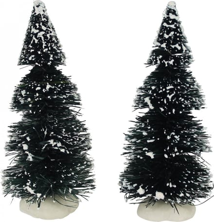Dickensville - Winterse Kerstboom 10cm - Set van 2
