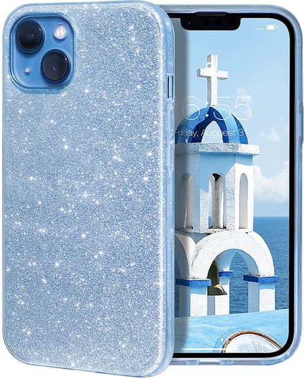 oTronica TPU Backcover Geschikt voor iPhone 13 Pro Max glitter hoesje - Blauw