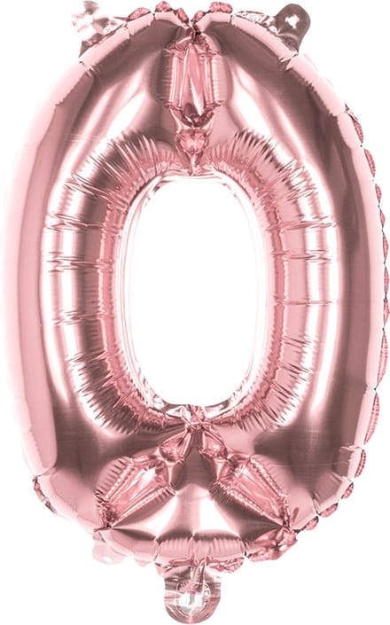 Boland - Folieballon '0' roségoud (36 cm) 0 - Rose Goud - Cijfer ballon