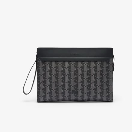 LACOSTE laptop hoes met laptopvak The Blend Computer Pouch Monogram Noir Gris zwart