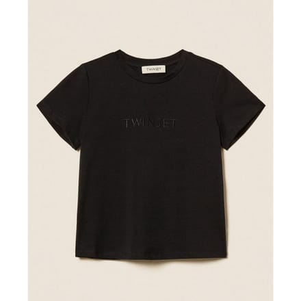 T-shirt met logo geborduurd zwart kind