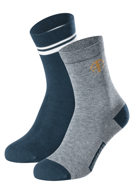 Herensokken, set van 2, blauw/grijs gestreept - Fashion 43/46