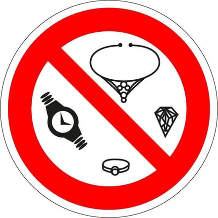 Sieraden verboden bord - kunststof 100 mm