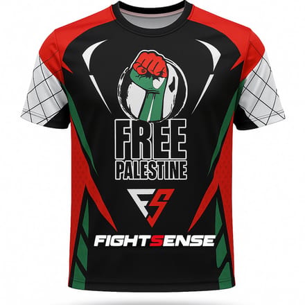 FIGHTSENSE Sport T-shirt – Free Palestina – Ademend & Sneldrogend – Maat S