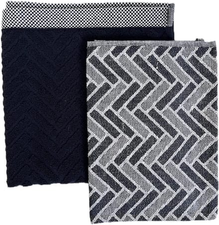 Kracht Bricks - theedoek en keukendoek set - zwart - bakstenen - visgraat