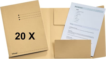 20 x Dossiermap - A4 - Esselte - Manilla - 3-kleps - chamois beige gems