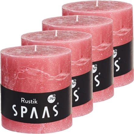 Spaas Rustieke Stompkaarsen 100/100 mm - Oudroze - circa 75u - 4 kaarsen