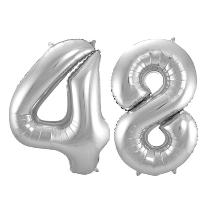 Folieballon 48 jaar - Zilver - 86 cm