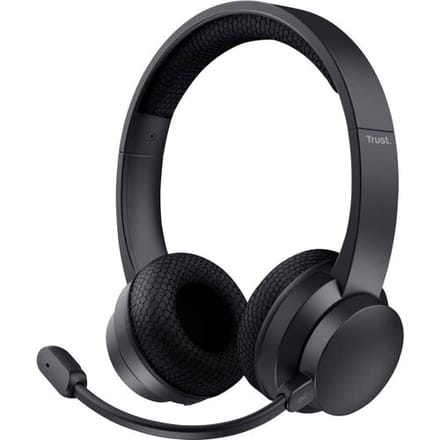Trust AYDA WIRELESS ENC HEADSET On Ear headset Bluetooth Zwart Ruisonderdrukking (microfoon) Headset, Volumeregeling, Microfoon uitschakelbaar (mute),
