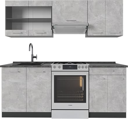 Vicco R-Line Complete keukeneenheid – 200 cm, WB Antraciet Beton/antraciet