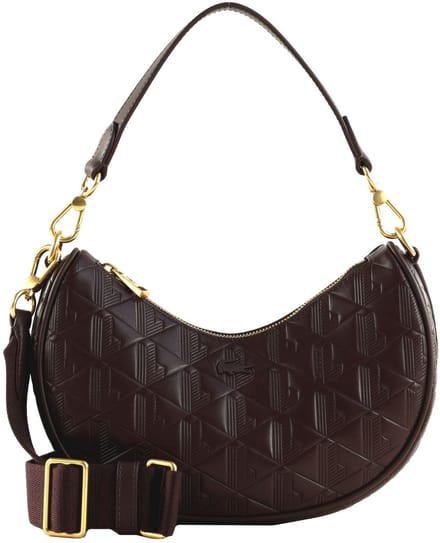 LACOSTE schoudertas Maheki Moon Bag Fudge donkerbruin