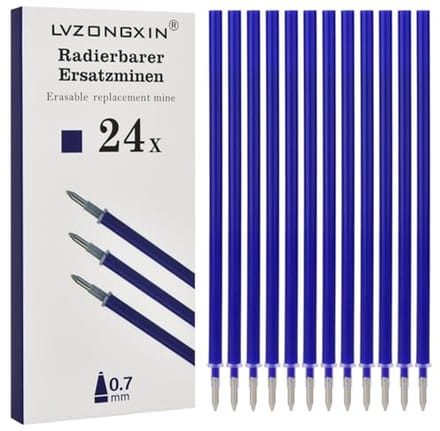 24 Uitwisbare Vullingen Met Blauwe Punt 0,7 mm - Geschikt Voor Navullingen