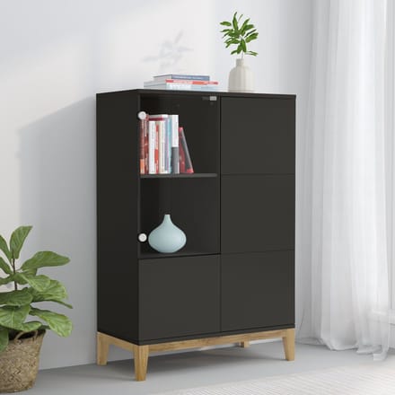 Pelle-Highboard - 4-deuren - Grijs/Wotan Eiken