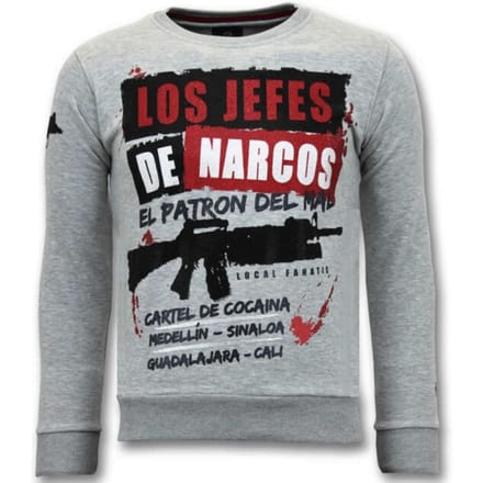 Exclusieve Sweater Heren - Los Jefes De Narcos - Grijs
