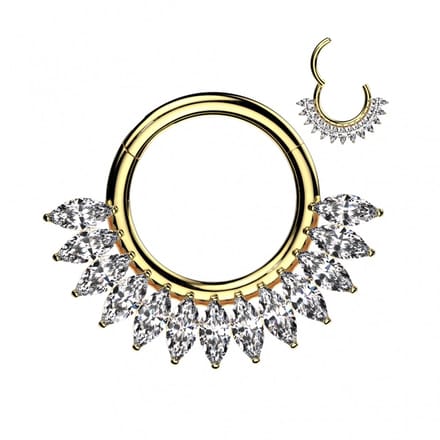Piercing titanium bling ring 1.2x8 - goud - LMPiercings