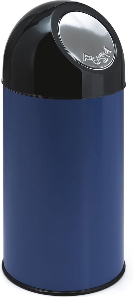 V-part - Afvalbak met pushdeksel 40 ltr - Steel Plastic - blauw, zwart